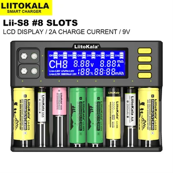 LiitoKala Lii-S8 Încărcător de Baterie Li-ion 3.7 V NiMH 1.2 V Li-FePO4 3.2 V IMR 3.8 V încărcător pentru 18650 26650 21700 26700 AA AAA