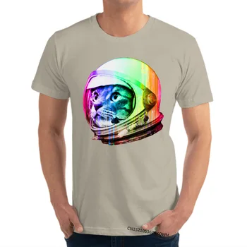 Astronaut Spațiu Pisica Digital Curcubeu Amuzant Tricouri ostern Zi Tees pentru Bărbați 2020 Vânzare Fierbinte Bumbac Ziua Tricou