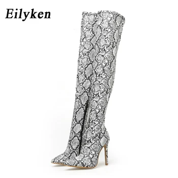 Eilyken Streetwear Serpentine Întinde Șosete Cizme a Subliniat toe Stilet tocuri Înalte de Moda pentru Femei de Iarna Peste genunchi Cizme