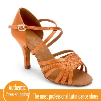 Latină Pantofi de Dans Femeie Adult Fund Moale Sulă Toc Salsa Dans Pătrat Pantofi BD latină Pantofi Reale 2365 Importate din Satin Diamant