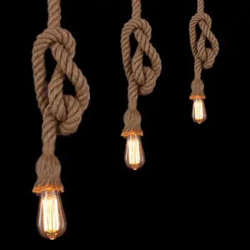 E27 Retro Cânepă Frânghie Pendant Lamp Dulie Bec Agățat De Iluminat Pentru Țară Vintage Stil Industrial Decor Acasă