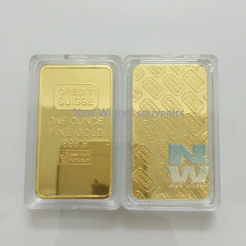 5pcs Credit swiss lingouri bar 1 OZ real placat cu aur lingou insigna 44 mm x 28 mm monede