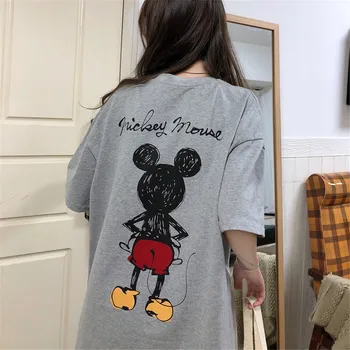 Disney Mickey Mouse T-shirt Femei Topuri Supradimensionate Vara Femei T-shirt Doamna Teuri O-gât de sex Feminin Haine de Moda Harajuku Tricouri