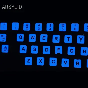 Engleză veioza tastatura autocolant, limba engleză tastatura Laptop Huse, rece albastru cu iluminare din spate Blu-ray de la tastatură Generale autocolant