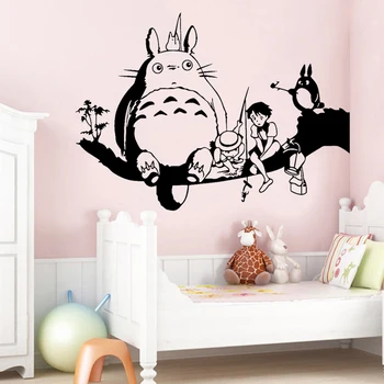 Totoro Autocolant De Perete Camera Pentru Copii Decor Anime-Ul Japonez De Vinil Decal Pepinieră Decor De Perete De Desene Animate Drăguț Copil Dormitor Murală Distractiv