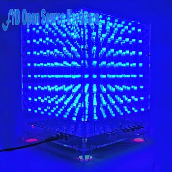 1set 8x8x8 3D LED LightSquared DIY Kit LED Alb Albastru/Verde/Roz Ray 3mm Cub LED Electronice Suite 5V de alimentare