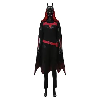 Batwoman Batgirl Kathy Kane Cosplay Costum Adult Femei Fata PU Cape Salopeta Seturi Complete pentru Halloween, Carnaval, Petrecere