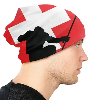 Elvețian De Hochei Pe Gheață Silueta Sărbătoare Capac Tricotate Casual Căciuli Pălărie De Hip-Hop Elveția Hochei Pe Gheață Echipa De Hochei Elvetia