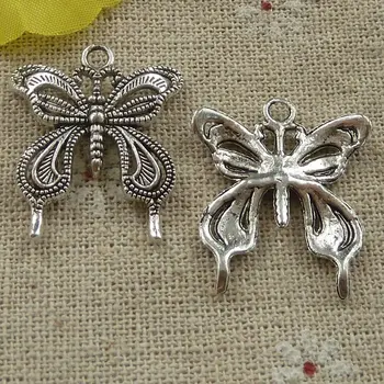 114 piese de argint tibetan fluture farmecul 26x23mm #3294