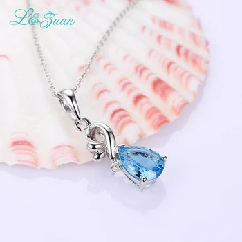 I&Miruna Sterling-silver-bijuterii lacrimă forma naturală 1.617 ct albastru de piatră pandantiv colier pentru femei accesorii bijuterii fine