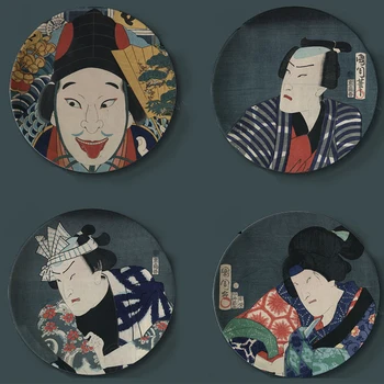 Ukiyo-e Pictura Plăci Decorative Japoneze Ceramice Acasă Artistice fel de Mâncare Hotel Bar de Fundal de Afișare de Perete Ornament Autocolant de Perete