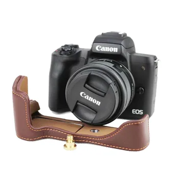 Noua din Piele de Caz aparatul Geanta Pentru Canon EOS M50 M50 II EOS M50 Mark II Jumătate a Corpului de deschidere a Capacului bateriei Negru Maro Cafea