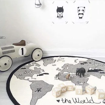 Harta lumii Juca Covoare de Bumbac Desene animate 135 Elipsă Mat copilul Covor Fată Băiat Plin Pătură Copii Joc Labirint Saltea de Joaca Jucarii