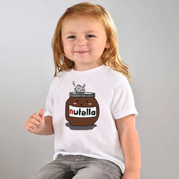 Nutella Kawaii Imprimare Copii tricou Amuzant Copilul Băieți Fete Maneci Scurte O-neck T-shirt pentru Copii Haine Casual Topuri,oHKP5357