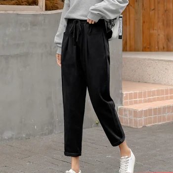 Primăvara Femei Pantaloni Largi Pantaloni 2020 Nou Elastic Talie Pantaloni de Bumbac pentru Femei Casual Stil coreean Glezna-lungime Pantaloni Pantaloni