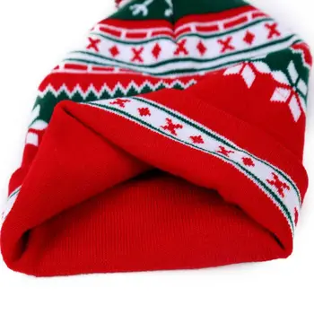 Bărbați Femei Crăciun Fulg de nea, cu Dungi de Imprimare Lână Minge Tricotate Beanie Hat Toamna Iarna Noi Capace