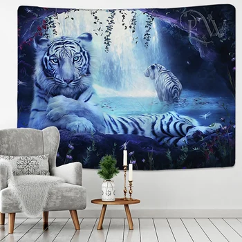Tigru alb de moda tapiserie de perete covoare de perete model tigru de lux modern decor acasă mandala tapiserie