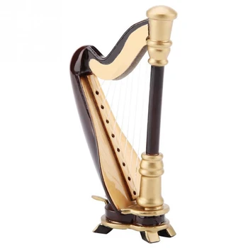 Din lemn Mini Harpă Replica Și Cutie de Cadou Mini Harpă Model Mini Instrument Muzical Decor Acasă de Instrumente Muzicale Model 9Cm