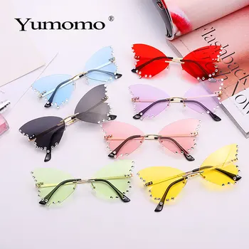 Fluture fara rama stras damele de lux, ochelari de soare brand designer de moda supradimensionate steampunk ochelari de soare retro ochelari de soare