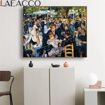 Laeacco de Dans de la Le Moulin de la Galette De Auguste Renoir Panza Pictura de Arta de Imprimare Ulei Retro Poster de Perete de Epocă de Artă