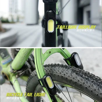Durabil Biciclete Lumina din Spate Cob Bicicleta Led Reîncărcabilă USB de Siguranță Stop Ciclism Impermeabil Coada Lumina Lămpii de Avertizare