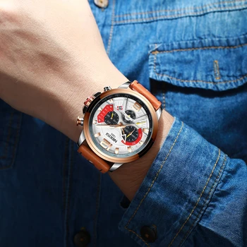 Mens Ceasuri de Top de Brand de Lux NIBOSI Casual din Piele Ceasuri de mana rezistent la apă, Cronograf Sport Cuarț Bărbați Ceas Relogio Masculino