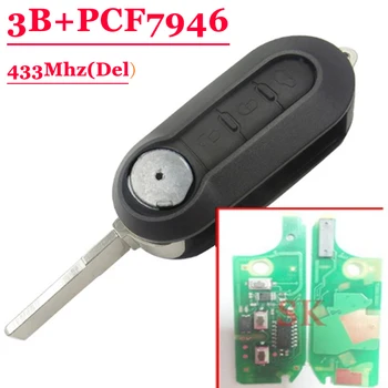Înlocuiți Mașina de la Distanță Cheie 3 butoane Flip Key Remote 433MHZ Pentru fiat 500 Cu PCF7946 Cip(1 Bucata)
