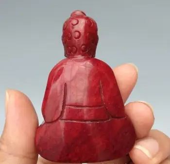 Colectia China archaize jad rosu statuie a lui Buddha Sakyamuni
