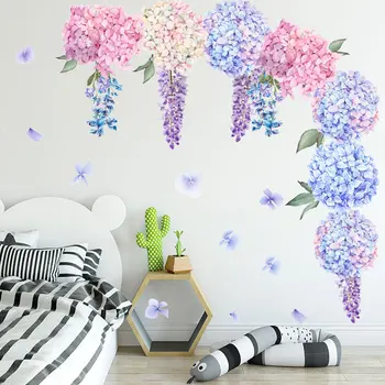 Violet, Flori de Lavandă autocolant de Perete Camera de zi Dormitor Canapea Fundal de Decor Acasă Combinație autoadezive Autocolante