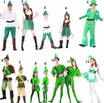 Halloween cosplay costum petrecere rochie Verde elfi Peter pan joc de Rol îmbrăcăminte hunter costum Copii adulți performanță îmbrăcăminte