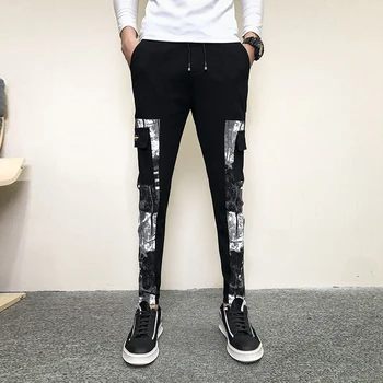 2021 Primavara-Vara Noi Pantaloni Barbati De Moda Coreeană Slim Fit Barbati Pantaloni Casual Patchwork Design Se Potrivesc Streetwear Pantaloni Barbati 34