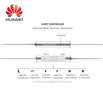 Huawei AM116 Metal în ureche Căști Cu Microfon, control volum pentru Samsung, Xiaomi, Huawei Smartphone