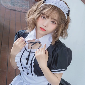 Menajera Costum Cosplay Rochii Personaj Anime Franceză Chelner Cafenea Set Akihabara Japoneză Maneci Scurte Din Dantela Fusta Mini Lolita Drăguț