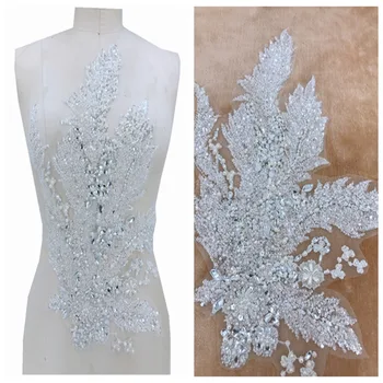 Argint realizate manual de cristal patch-uri tapiterie coase Paiete Strasuri aplicatiile 49*33cm pentru rochie sus