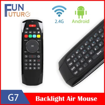 G7 2.4 G cu iluminare din spate Wireless Air Mouse-ul cu Tastatura 6 Axe Gyro Inteligent de Control de la Distanță Pentru X96 Tv box rusă /engleză Dublă față-Verso