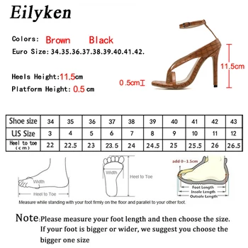 Eilyken piatră Neagră Model Sexy Strappy Sandale Femei Stilet tocuri Sandale Thong Street Fashion curea Glezna Doamnelor pantofi