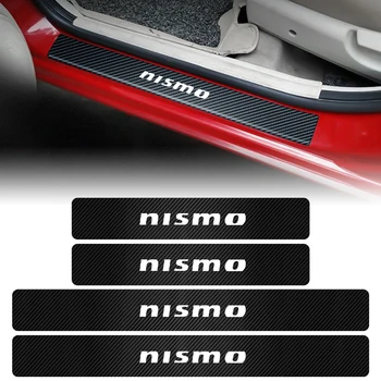 4BUC Masina Prag de Ușă din Fibra de Carbon Decal Pervazul Protector Autocolant Pentru Nissan Nismo Tiida Sunny QASHQAI MARTIE LIVINA TEANA X-TRAI