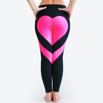 Femeile Design Special Iubesc Yoga Jambiere Inima Pradă Pantaloni De Funcționare Dresuri Culturilor Pantaloni De Antrenament Inaltime Wasit