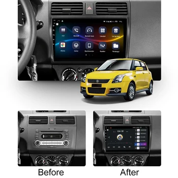 Funrover 2 Din dvd 8 Core 128G Android 10.0 DSP Radio Auto Multimedia Player Pentru Suzuki Swift 2005-2010 Navigare GPS Carplay