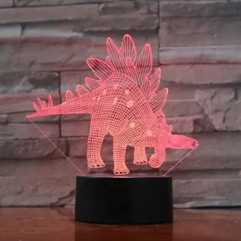 Stegosaurida 3D Stegosaurus Lampa Iluzie Lumina de Noapte LED-uri Bec USB RGB Multicolor Crăciun Copil Jucărie Cadouri Pentru Copii de Pat Deocr