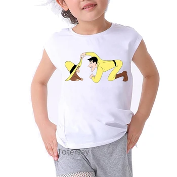 Amuzant Curious George mănânce banane, desene animate print t camasa pentru fete kawaii haine pentru copii unisex înaltă calitate tricou camisetas topuri