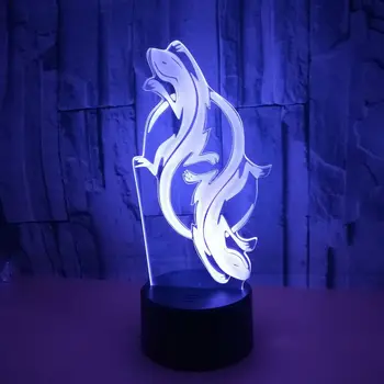 Gecko Model LED 3D Lumina de Noapte În 7 Culori Intermitente de la Distanță Senzor Tactil Usb Iluzie 3D Lampa Acasă Decorare Dormitor Lampa de Birou