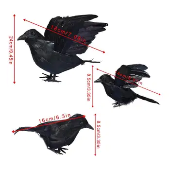 6PCS Ciori Decor de Halloween Negru cu Pene de Ciori Realist Cioara Decor de Halloween elemente de Recuzită de Ciori Simulare Crow