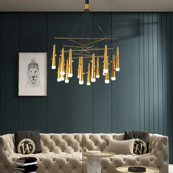LED-uri moderne scara candelabru de iluminat Nordic living tavan lampi Aur/Negru Acrilic inele corpuri suspendate lumini