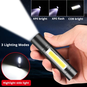 USB Reîncărcabilă Lanterna 3 Modul de Iluminare COB+XPE LED Mini Lanterna rezistent la apa Portabil Utilizat pentru camping, ciclism, munca, etc