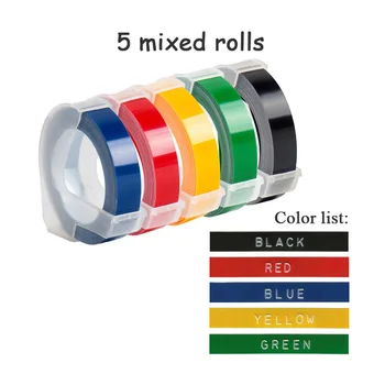 5Pcs Multicolor 9MM PVC Relief Eticheta Banda de Plastic 3D Relief Umple Banda Compatibil pentru dymo label printer eticheta Filtru de bandă