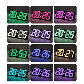 Control de la distanță Digital Ceas de Perete 115 Culori LED-uri Ceas de Masa de Control a Sunetului Birou Ceas Deșteptător Show ceas de Perete ceas deșteptător creative