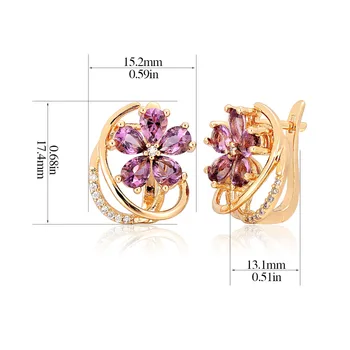 Cinci Petale de Flori Violet, Aur Galben Culoare Huggies Hoop Cercei pentru Femei Bijuterii bijoux Aros pendientes oorbellen orecchini
