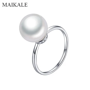 MAIKALE Simplu 10mm Perle Cubic Zirconia Inele pentru Femei de Culoare Argintie Trupa de Nunta Inele de Petrecere, Accesorii Bijuterii Cadouri