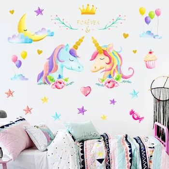 Noul unicorn autocolante de perete pentru camera copiilor de grădiniță decor decal murală de uz casnic podoabă autocolante de perete pe perete